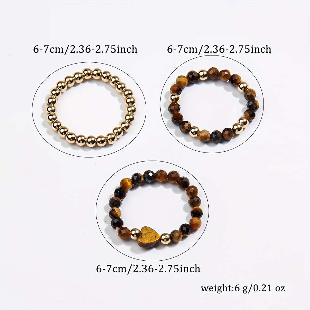 3pcs Elegant Stretch Beaded Rings Set, Gift-Ready